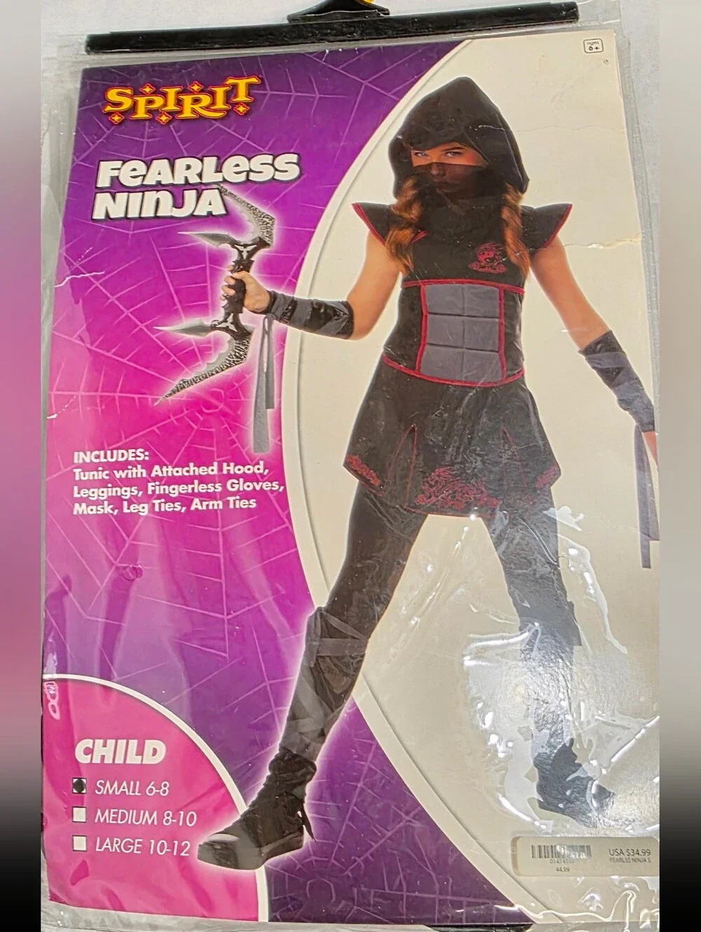 Spirit Fearless Ninja Child Size 6-8  Halloween Costume